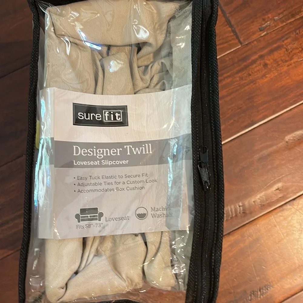 COPY - Surefit designer twill loveseat slipcover Linen color
